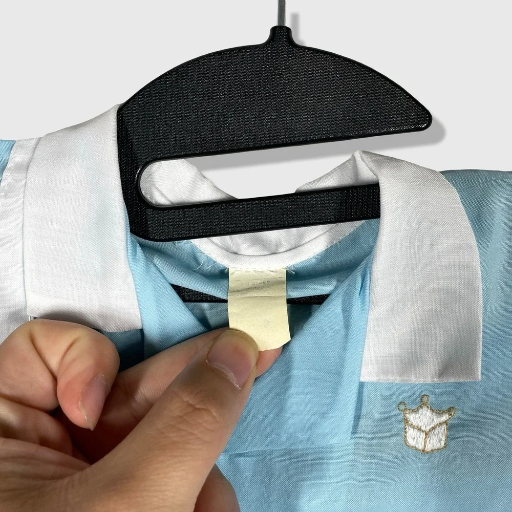Unbranded Button Up‎ Shirt Kids 12M Blue Vintage Mid Century Aesthetic Nautical